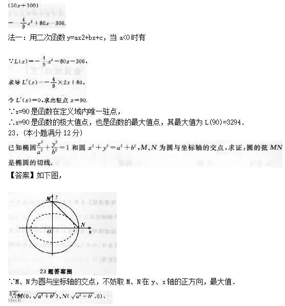 2022年贵州成人高考高起点数学(理)考试预热试题及答案四(图5)