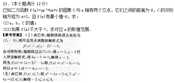 2022年贵州成人高考高起点数学(文)考试预热试题及答案四(图8)