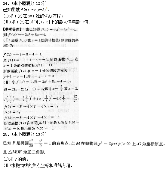 2022年贵州成人高考高起点数学(文)考试预热试题及答案一(图8)