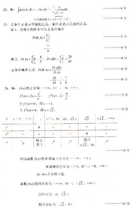 2009年成考专升本高数(二)真题及答案(图6)