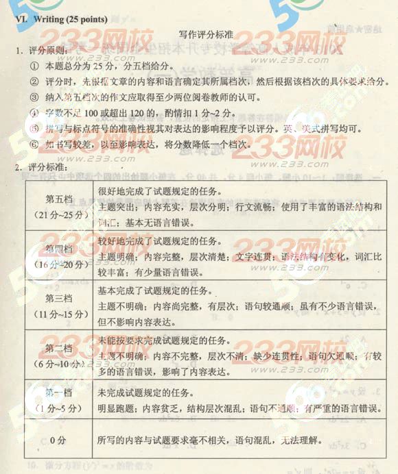 2013年成人高考专升本英语真题及答案(标准版)