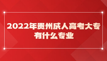 2022年贵州省成人高考大专有什么专业