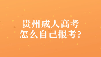 贵州省成人高考怎么自己报考?
