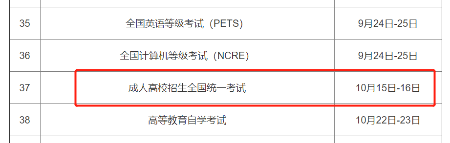 2022年黔西南成人高考考试时间