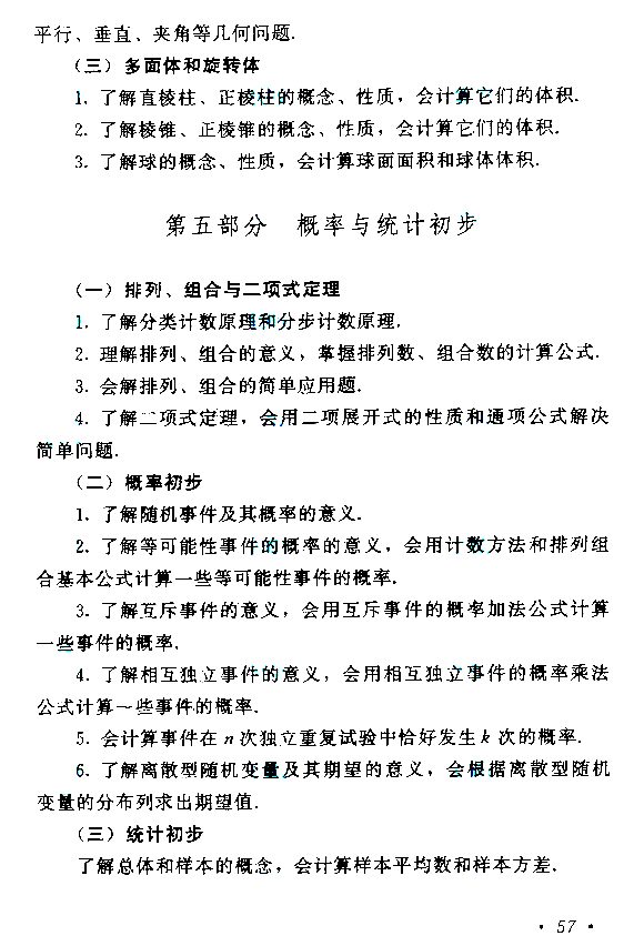 2013年全国成人高考高起点数学考试大纲 2019年贵州成人高考高起点数学考试大纲(图7)